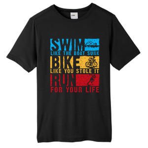 Cool Triathlon Boat Swim Bike Run Triathlete Tall Fusion ChromaSoft Performance T-Shirt