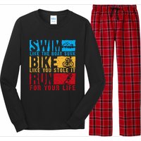 Cool Triathlon Boat Swim Bike Run Triathlete Long Sleeve Pajama Set