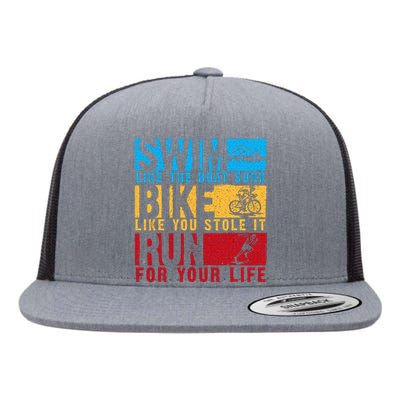 Cool Triathlon Boat Swim Bike Run Triathlete Flat Bill Trucker Hat