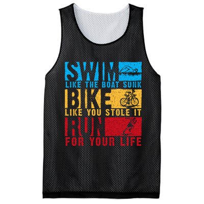 Cool Triathlon Boat Swim Bike Run Triathlete Mesh Reversible Basketball Jersey Tank