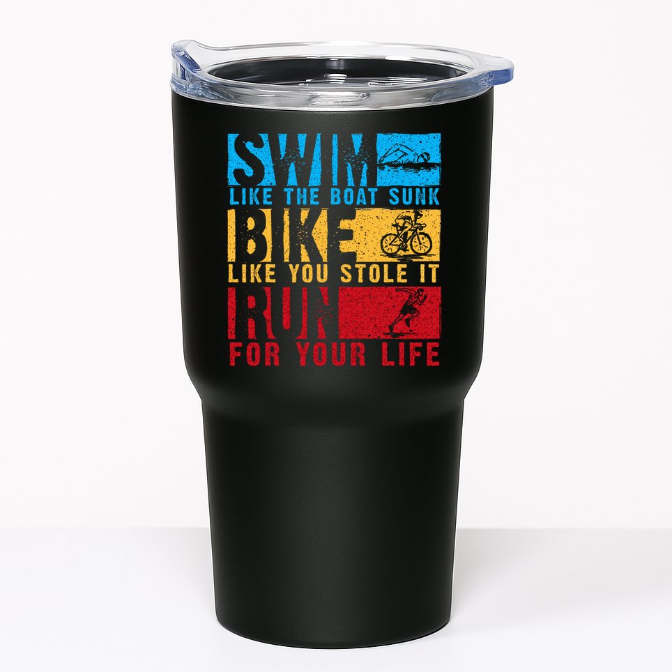 Cool Triathlon Boat Swim Bike Run Triathlete Tumbler