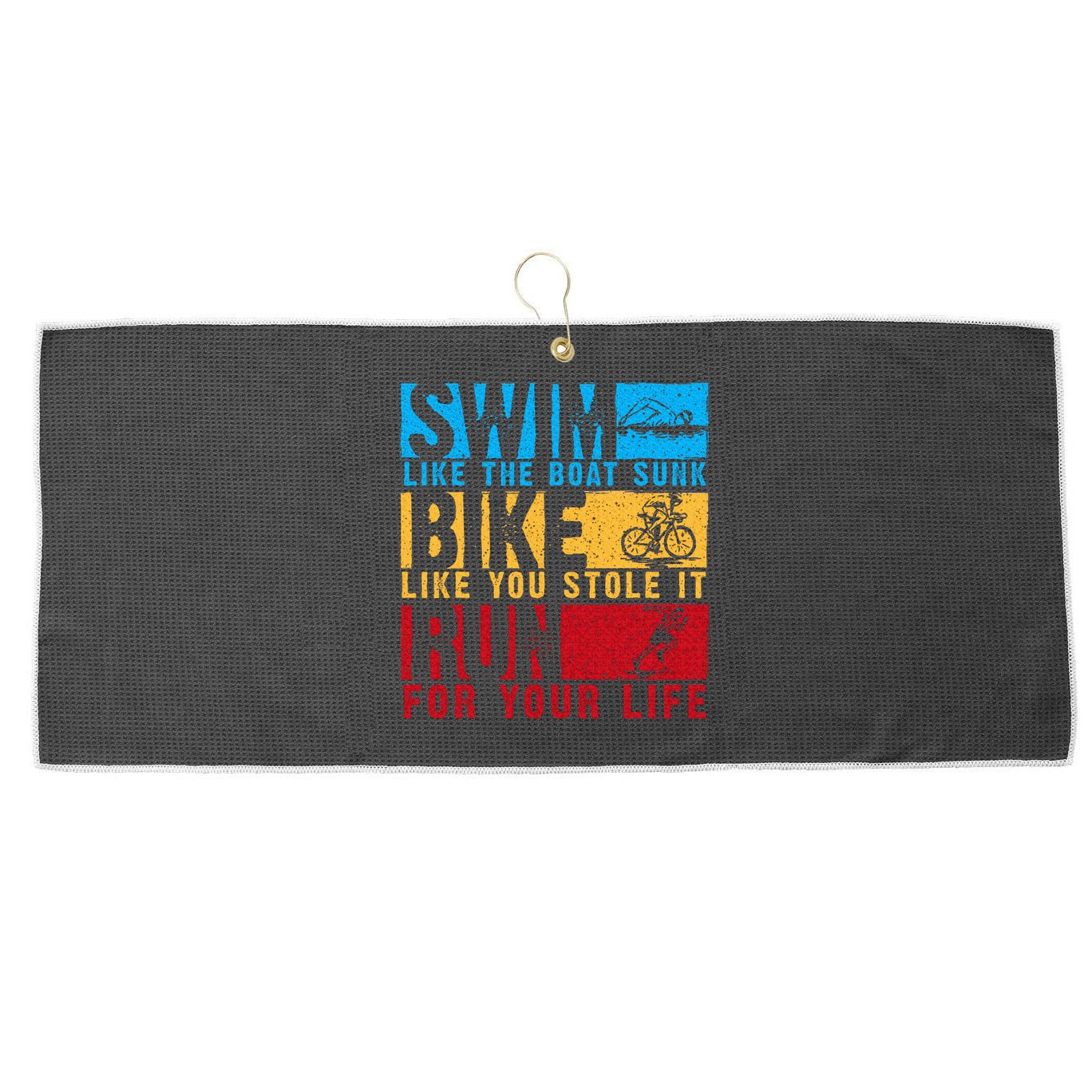 Cool Triathlon Boat Swim Bike Run Triathlete Large Microfiber Waffle Golf Towel