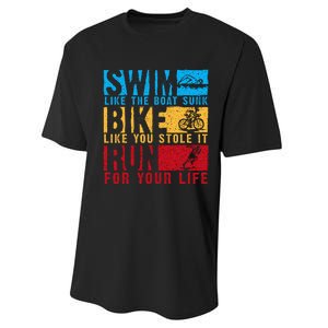 Cool Triathlon Boat Swim Bike Run Triathlete Performance Sprint T-Shirt