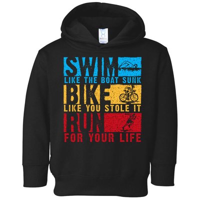 Cool Triathlon Boat Swim Bike Run Triathlete Toddler Hoodie