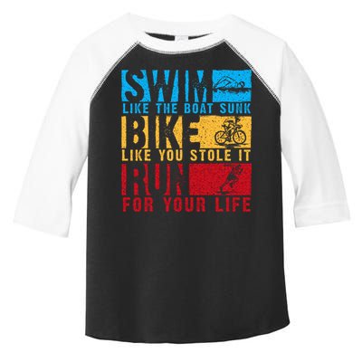 Cool Triathlon Boat Swim Bike Run Triathlete Toddler Fine Jersey T-Shirt