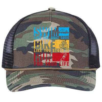 Cool Triathlon Boat Swim Bike Run Triathlete Retro Rope Trucker Hat Cap