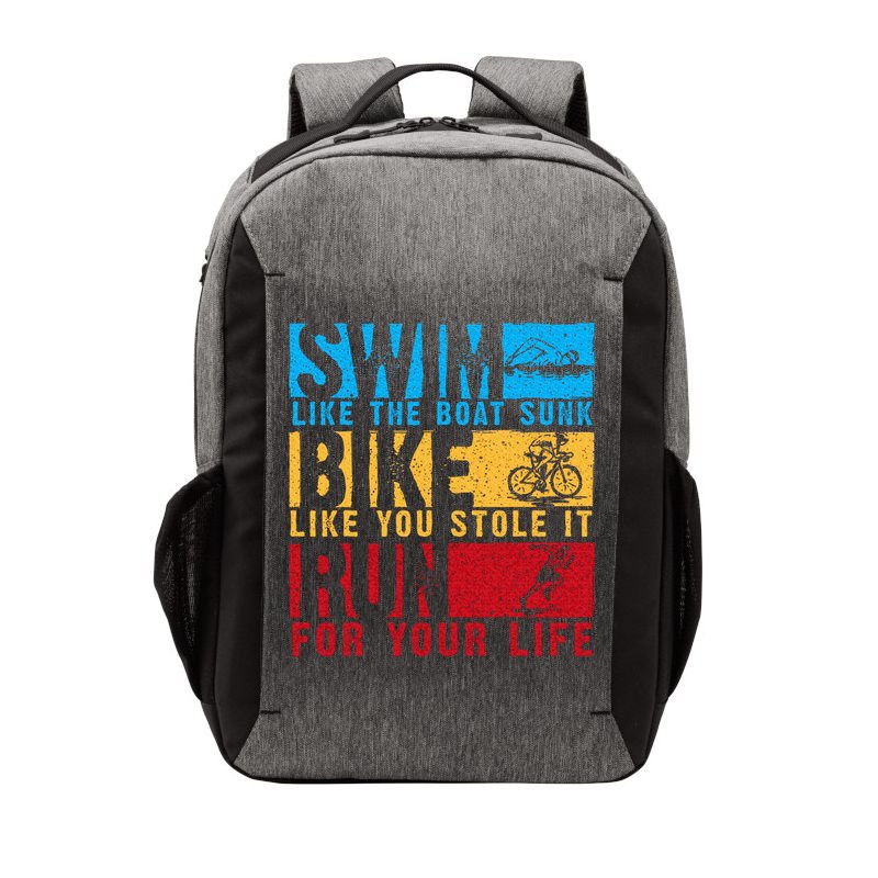 Cool Triathlon Boat Swim Bike Run Triathlete Vector Backpack