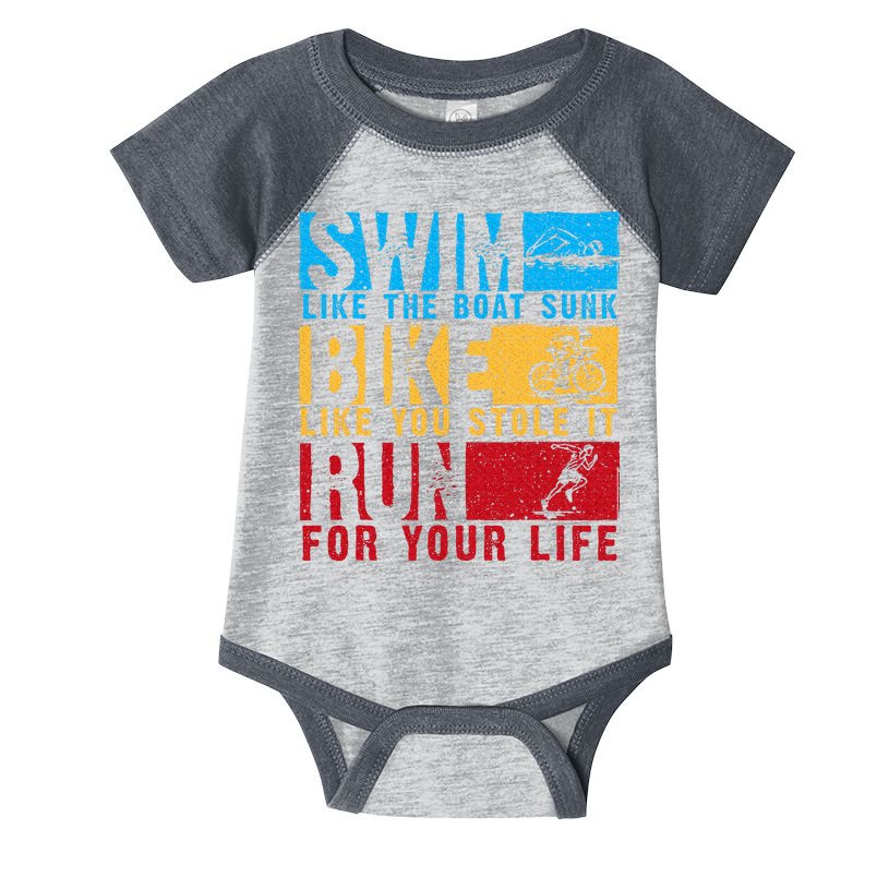 Cool Triathlon Boat Swim Bike Run Triathlete Infant Baby Jersey Bodysuit