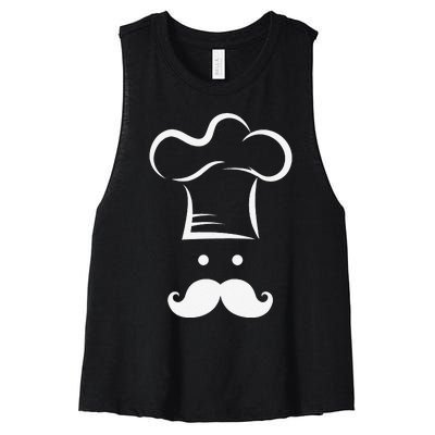 Chef Toque Blanche Hat Head Graphic Icon Women's Racerback Cropped Tank