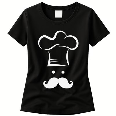 Chef Toque Blanche Hat Head Graphic Icon Womens T-Shirt