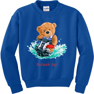 Cool Teddy Bear With Ridding Summer Jet Ski Graphic Designs Gift Kids Sweatshirt