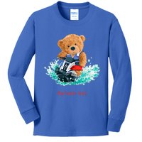 Cool Teddy Bear With Ridding Summer Jet Ski Graphic Designs Gift Kids Long Sleeve Shirt