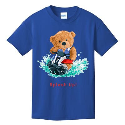 Cool Teddy Bear With Ridding Summer Jet Ski Graphic Designs Gift Kids T-Shirt