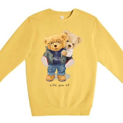 Cute Teddy Bear Lift You Up Premium Crewneck Sweatshirt