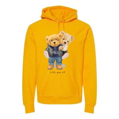 Cute Teddy Bear Lift You Up Premium Hoodie