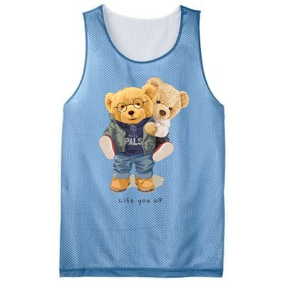 Cute Teddy Bear Lift You Up Mesh Reversible Basketball Jersey Tank