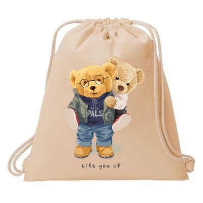 Cute Teddy Bear Lift You Up Drawstring Bag