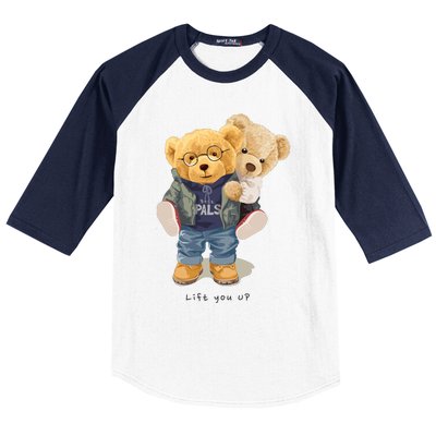 Cute Teddy Bear Lift You Up Baseball Sleeve Shirt