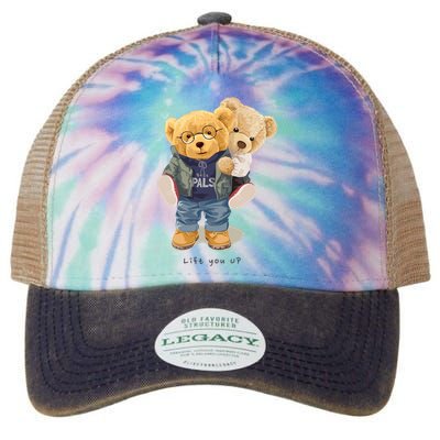 Cute Teddy Bear Lift You Up Legacy Tie Dye Trucker Hat