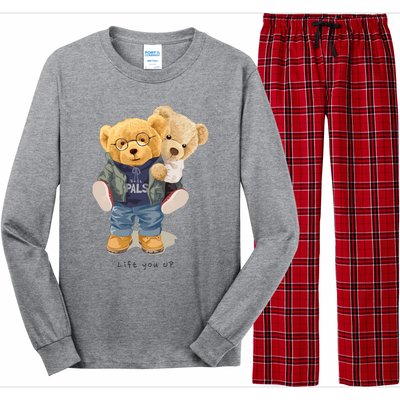 Cute Teddy Bear Lift You Up Long Sleeve Pajama Set