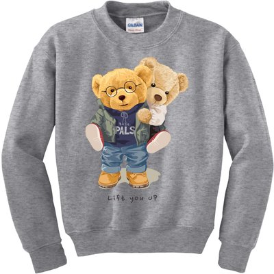 Cute Teddy Bear Lift You Up Kids Sweatshirt