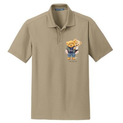 Cute Teddy Bear Lift You Up Dry Zone Grid Polo