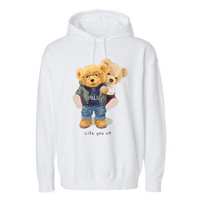 Cute Teddy Bear Lift You Up Garment-Dyed Fleece Hoodie