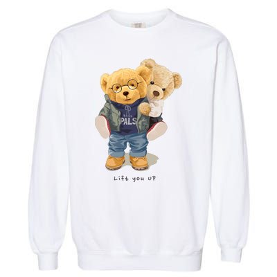 Cute Teddy Bear Lift You Up Garment-Dyed Sweatshirt