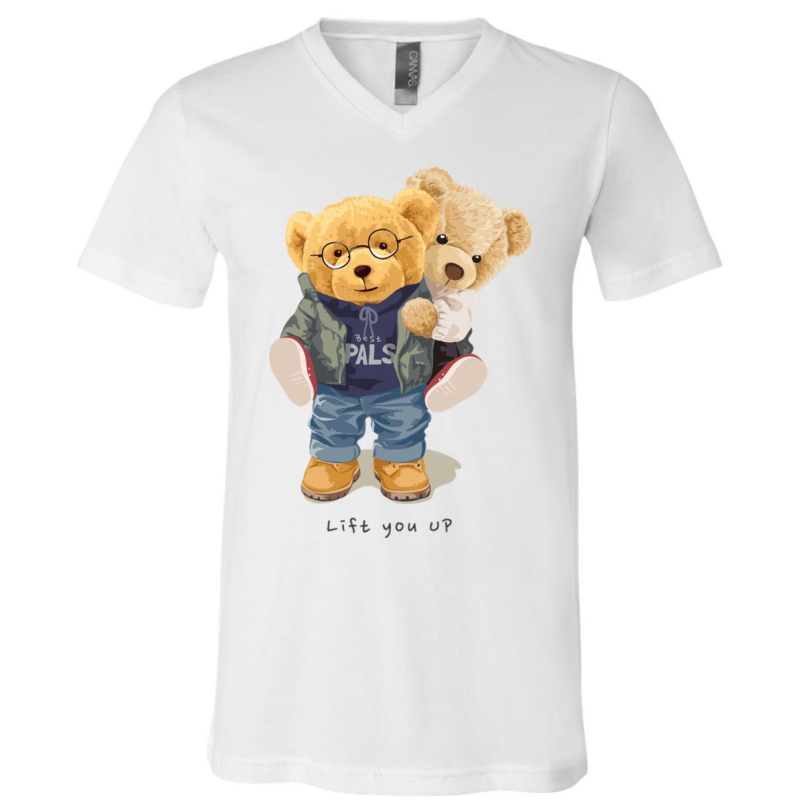 Cute Teddy Bear Lift You Up V-Neck T-Shirt