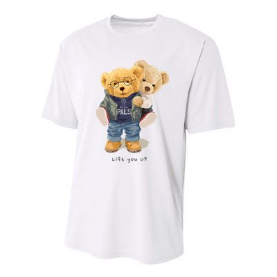 Cute Teddy Bear Lift You Up Youth Performance Sprint T-Shirt