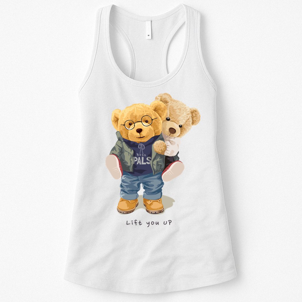 Cute Teddy Bear Lift You Up Womens Tank Top