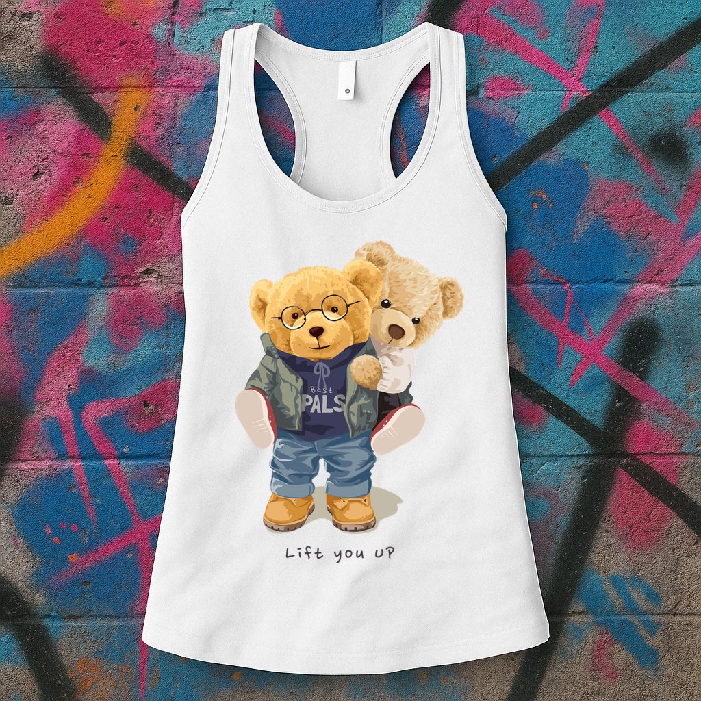 Cute Teddy Bear Lift You Up Womens Tank Top