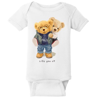 Cute Teddy Bear Lift You Up Baby Bodysuit