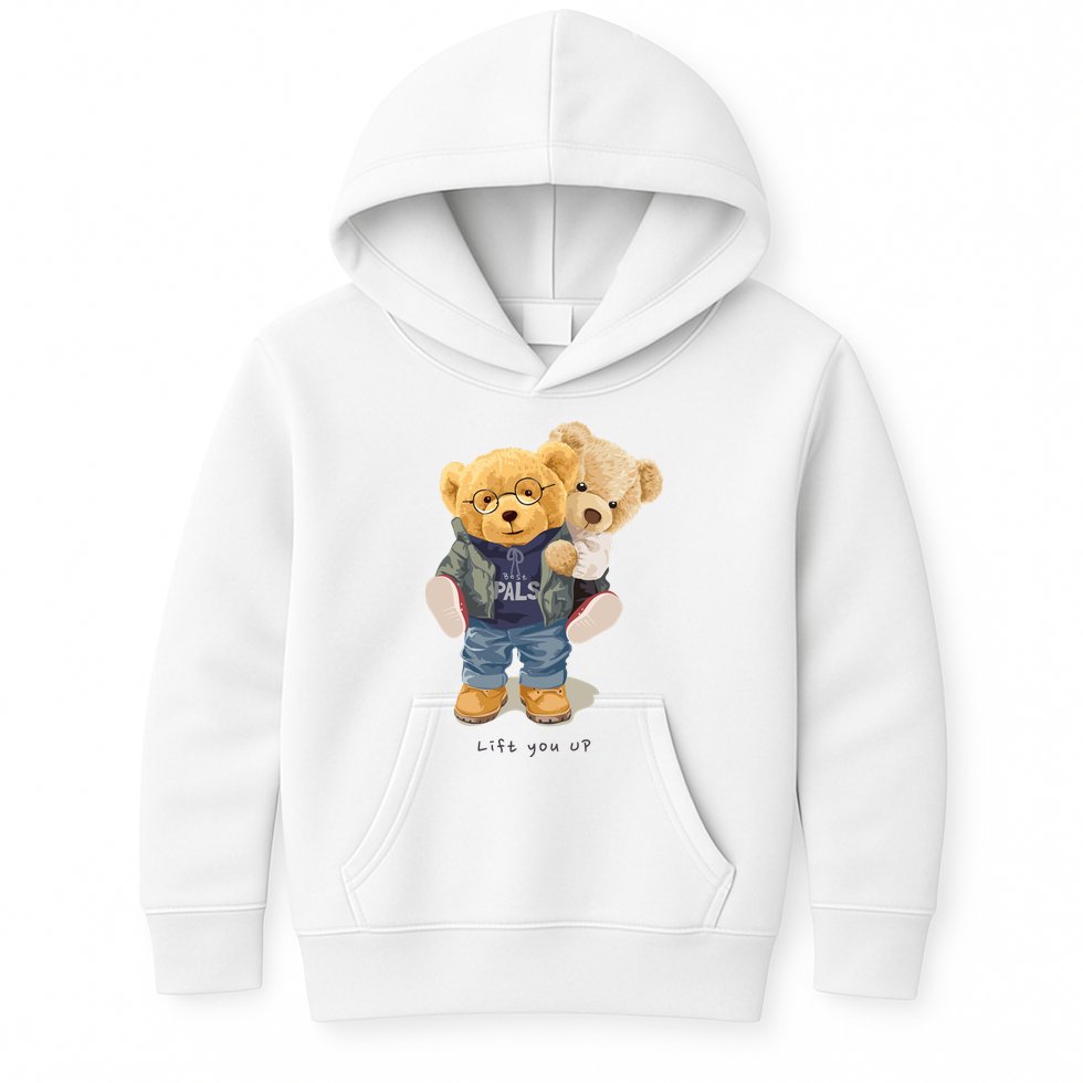 Cute Teddy Bear Lift You Up Kids Hoodie