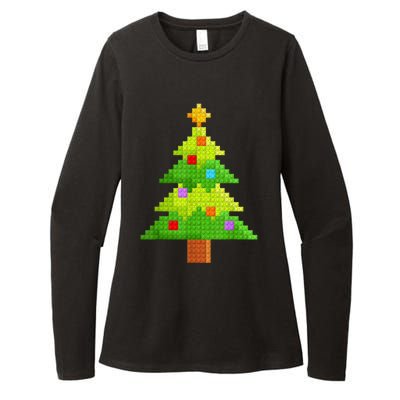 Christmas Tree Block Building Bricks Master Builder Womens CVC Long Sleeve Shirt