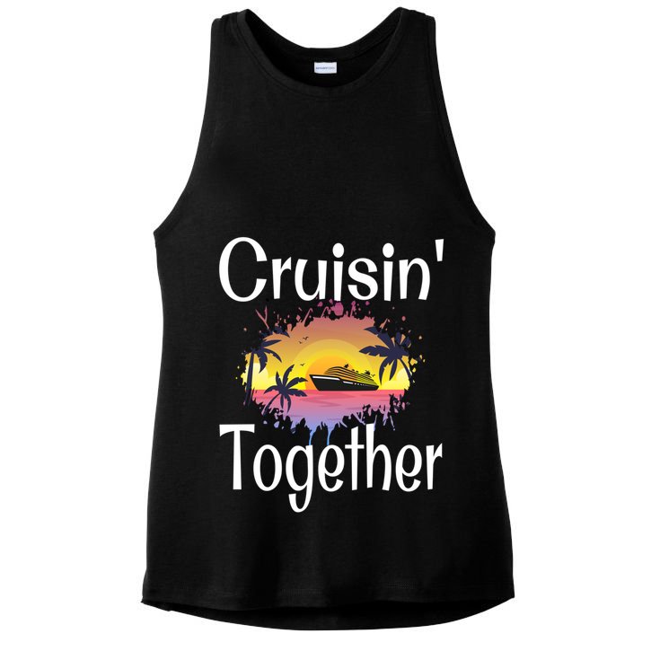Cruisin Together Cruise Ship Vacation Couple Anniversary Cute Gift Ladies PosiCharge Tri-Blend Wicking Tank