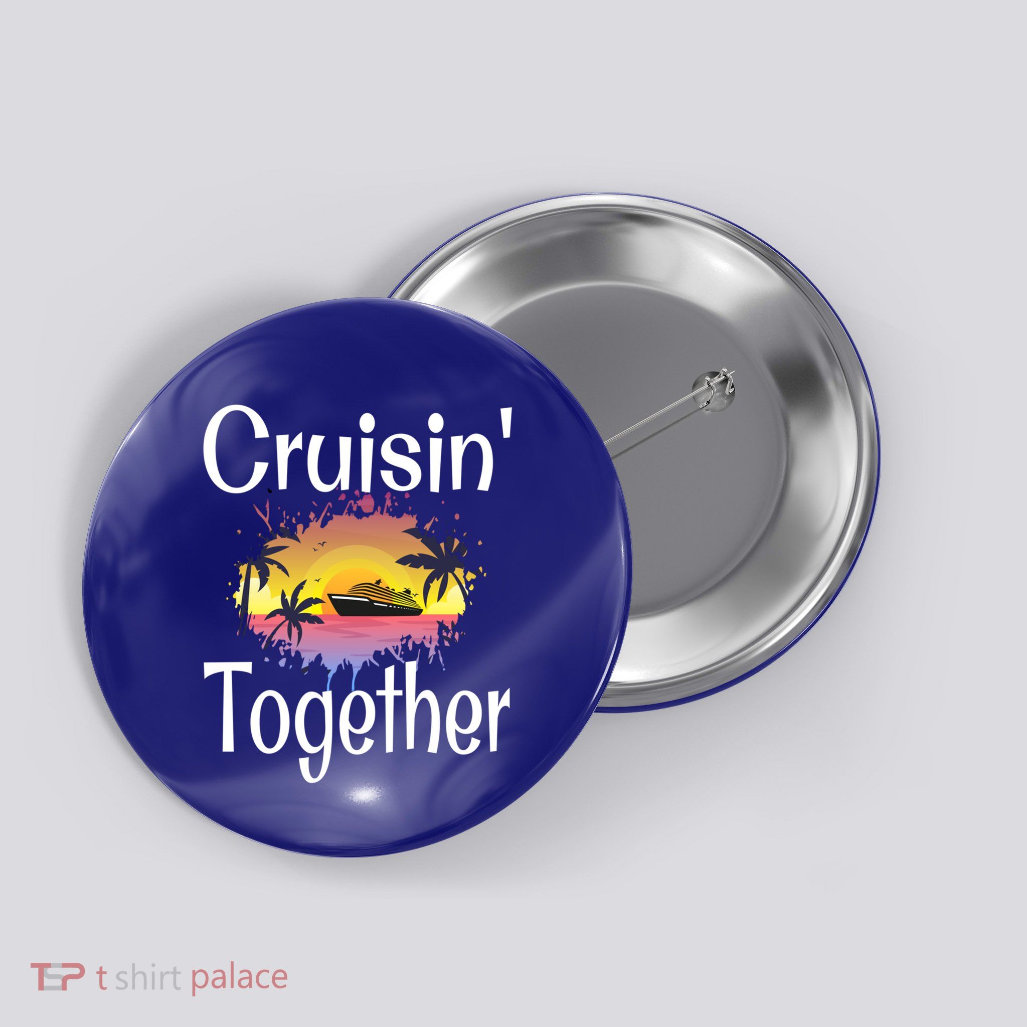 Cruisin Together Cruise Ship Vacation Couple Anniversary Cute Gift Button