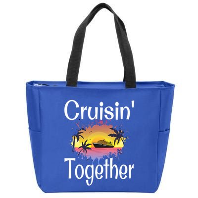 Cruisin Together Cruise Ship Vacation Couple Anniversary Cute Gift Zip Tote Bag