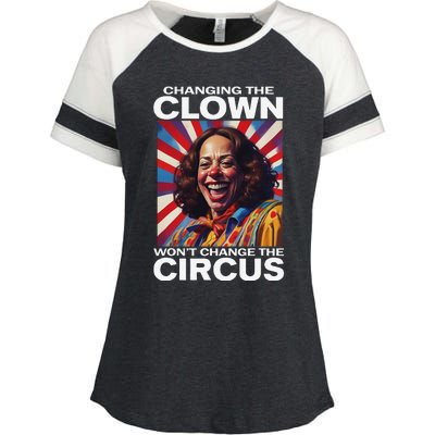 Changing The Clown WonT Change The Circus Kamala Clown Gift Enza Ladies Jersey Colorblock Tee