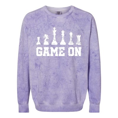 Chess Themed Chess Players With Chess Pieces Game On Colorblast Crewneck Sweatshirt