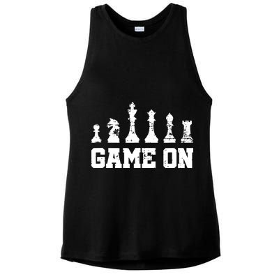 Chess Themed Chess Players With Chess Pieces Game On Ladies PosiCharge Tri-Blend Wicking Tank