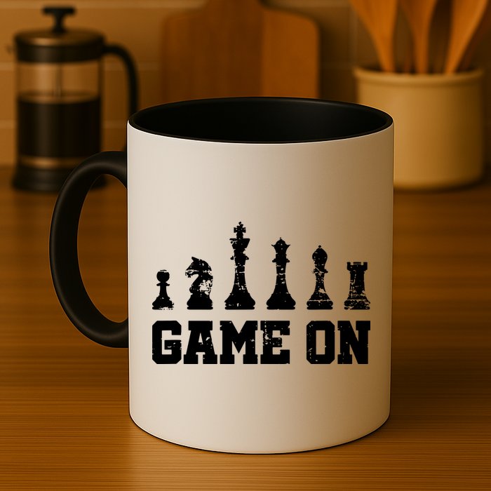 Chess Themed Chess Players With Chess Pieces Game On Mug