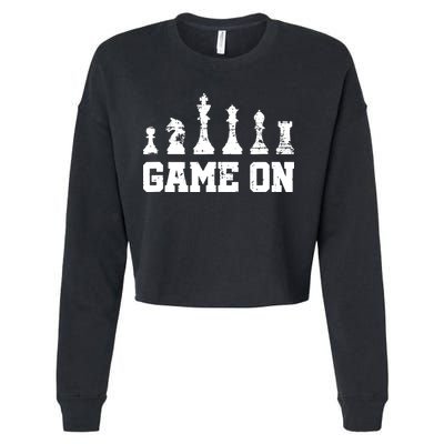 Chess Themed Chess Players With Chess Pieces Game On Cropped Pullover Crew