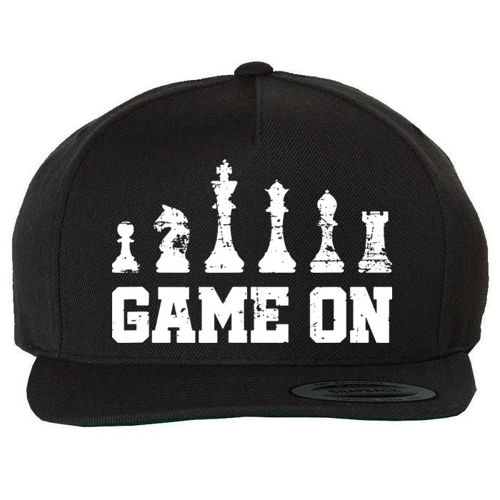 Chess Themed Chess Players With Chess Pieces Game On Wool Snapback Cap