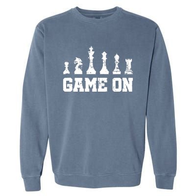 Chess Themed Chess Players With Chess Pieces Game On Garment-Dyed Sweatshirt