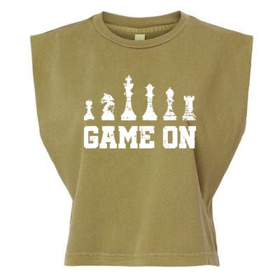 Chess Themed Chess Players With Chess Pieces Game On Garment-Dyed Women's Muscle Tee