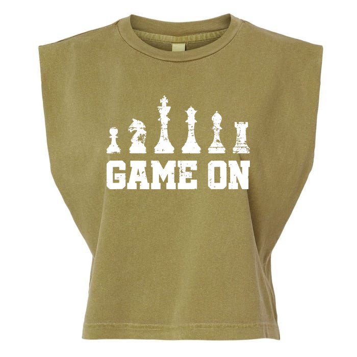 Chess Themed Chess Players With Chess Pieces Game On Garment-Dyed Women's Muscle Tee