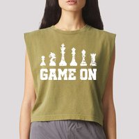 Chess Themed Chess Players With Chess Pieces Game On Garment-Dyed Women's Muscle Tee