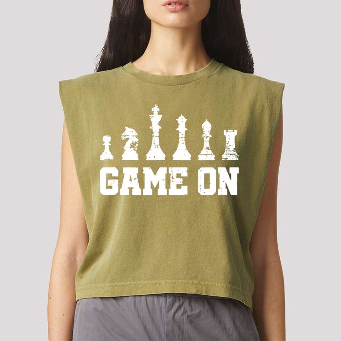 Chess Themed Chess Players With Chess Pieces Game On Garment-Dyed Women's Muscle Tee