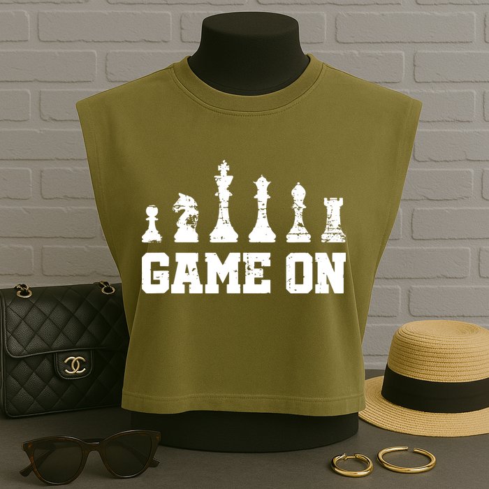 Chess Themed Chess Players With Chess Pieces Game On Garment-Dyed Women's Muscle Tee